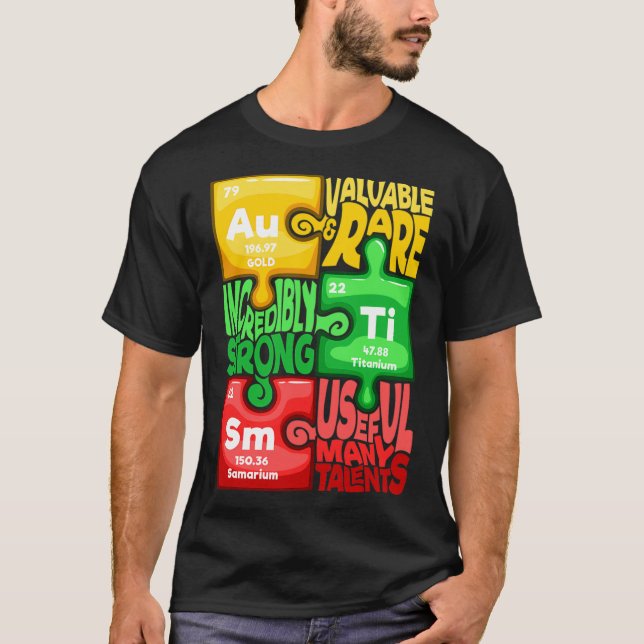 Ism Puzzle Chemistry Time Table Elements Autismus  T-Shirt (Vorderseite)
