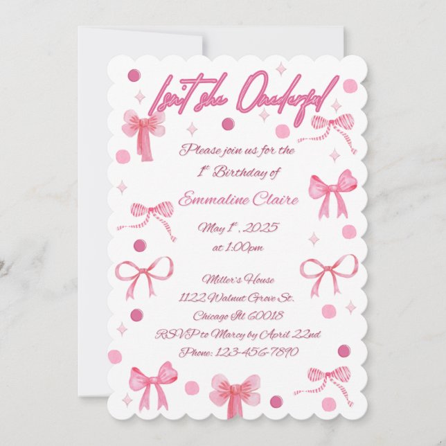 Isn't She Onderful First Birthday Invitation Einladung (Vorderseite)