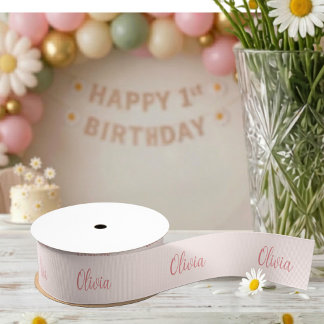 Isn't She One-derful Daisy Personalized Name Ripsband