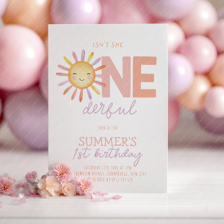 Isn't She Onederful Sun Girl 1st Birthday Einladung