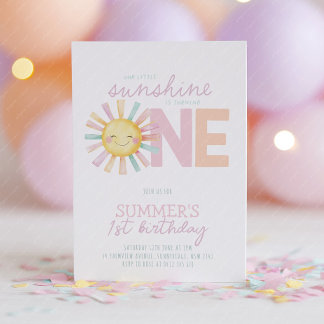 Isn't She Onederful Sun Girl Pastel 1st Birthday Einladung