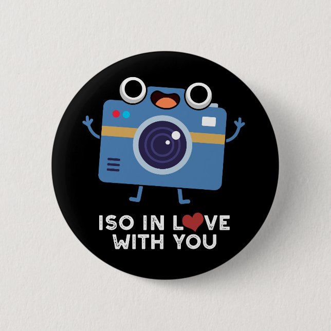 ISO in Liebe mit Ihnen lustige Kamera pudeln dunkl Button (Vorderseite)