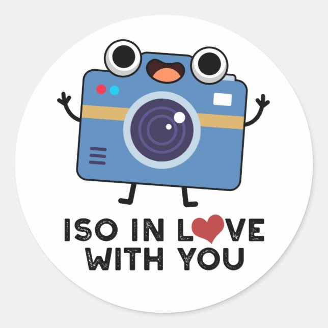 ISO in Liebe mit Ihrem lustigen Kamerapuffer Runder Aufkleber (Vorderseite)