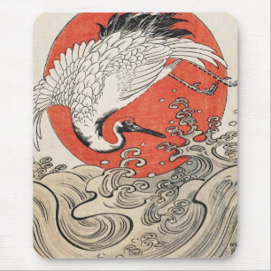 Isoda Koryusai Kranwellen und -aufgehende Sonne Mousepad