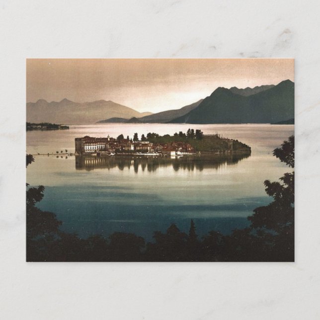 Isola Bella am Mondlicht, Maggiore, See, Italien Postkarte (Vorderseite)
