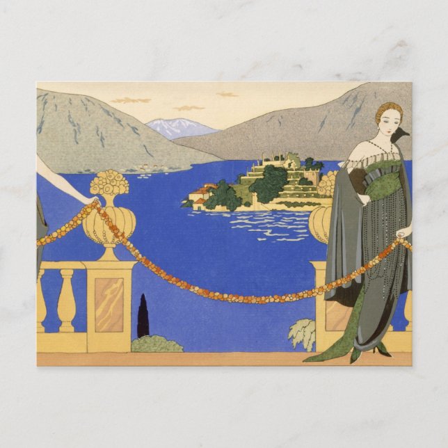 Isola Bella, von Redfern entworfene Abend-Kleider, Postkarte (Vorderseite)