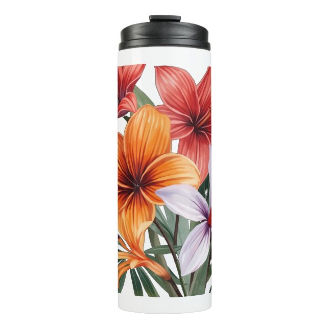 Isolierflasche Exotische Blumen Thermosbecher (Vorderseite)