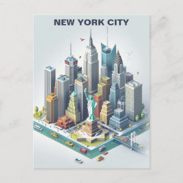 Isometric New York City Travel Postcard Postkarte