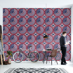 Isometric USA Flag Pattern Wallpaper & Vorhang Tapete