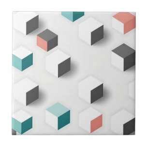 Isometrische 3D-Würfel Geometrisches Abstraktes Mu Fliese