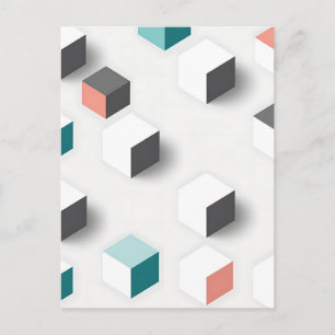 Isometrische 3D-Würfel Geometrisches Abstraktes Mu Postkarte