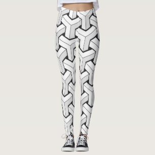 Isometrische Kuben Schwarz-weißes Muster Leggings