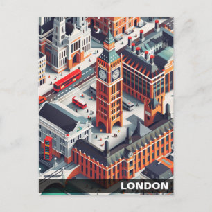 Isometrische London-Reisepostkarte Postkarte