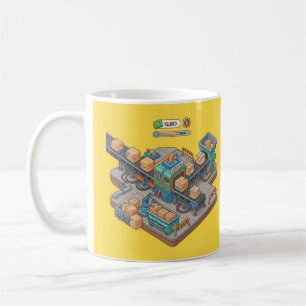 Isometrisches Verpackungswerk Tycoon-Spiel Tasse