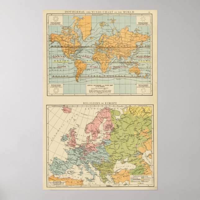 Isothermal, winds Religions Europa Poster (Vorne)