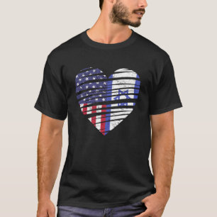 Israel Amerikanisch Gewachsenes Herz USA Patriot E T-Shirt