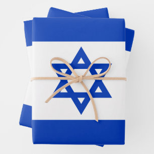 Israel Fahne blauen modernen Muster patriotisch Geschenkpapier Set