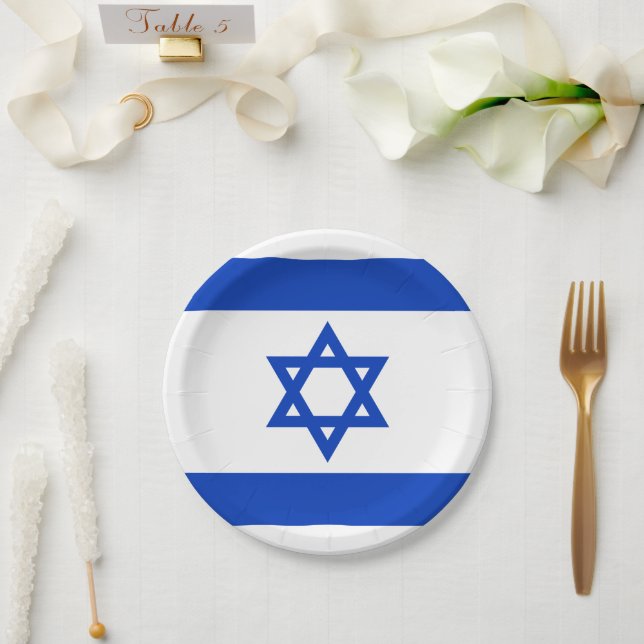 Israel Fahne blauen modernen Muster patriotisch Pappteller (Hochzeit)