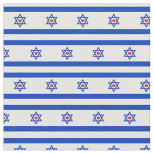 Israel Flag & jüdisches Herz / trendige Modebraut Stoff