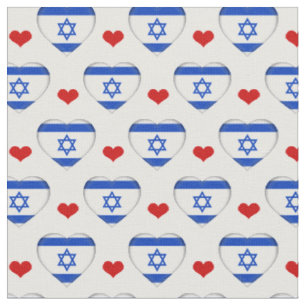 Israel Flag & Red Heart Fashion Fabric / Juden Stoff