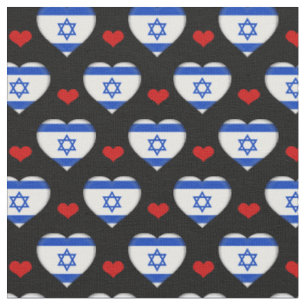 Israel Flag & Red Heart Fashion Fabric / jüdisch Stoff