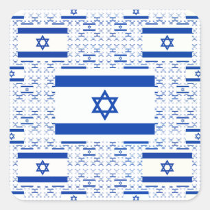 Israel Flag - Star of David - in Layers Quadratischer Aufkleber