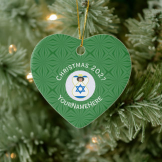 Israel Flag Weihnachts-Engel-Namen Jahr Herz Keramik Ornament