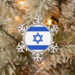 Israel Flagge blau-weiß moderne patriotische Schneeflocken Zinn-Ornament<br><div class="desc">Israel Fahne blau und weiß modernen patriotischen Ornament. Erhältlich in vielen Formen. Die israelische Flagge.</div>
