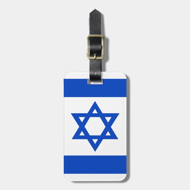 Israel-Flagge blauer Star von David Gepäckanhänger (Vorderseite vertikal)