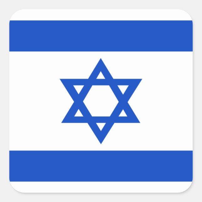 Israel-Flagge blauer Star von David Quadratischer Aufkleber (Vorderseite)
