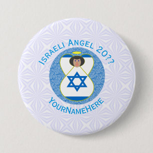 Israel Flagge Engel Blau Weiß Personalisiert Button