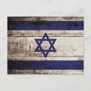 Israel-Flagge für altes Holzkörnchen Postkarte
