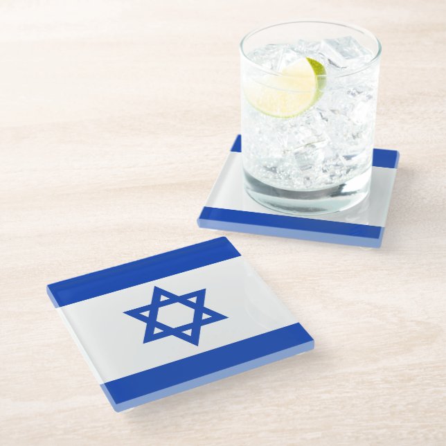 Israel-Flagge Glasuntersetzer (Schrägansicht)