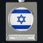 Israel-Flagge personalisierter Zolltext Banner-Ornament Silber<br><div class="desc">Israel Flagge personalisierten Sondertext Silver Plated Banner Ornament, israelische Flagge.</div>