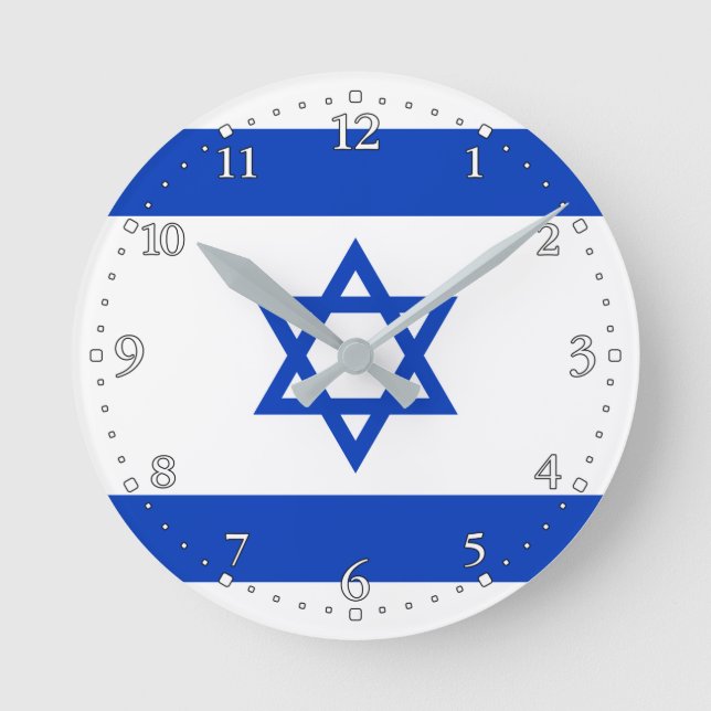 Israel-Flagge Runde Wanduhr (Vorderseite)