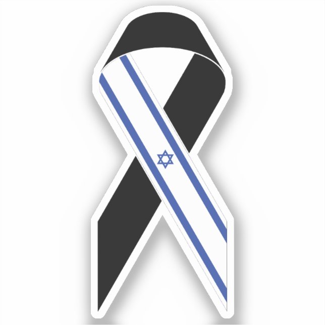 Israel Flagge schwarzes Band Aufkleber (Vorderseite)