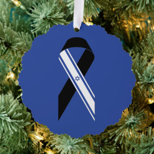 Israel Flagge Schwarzes Band blaue Gedenkstätte Ha Ornament Karte