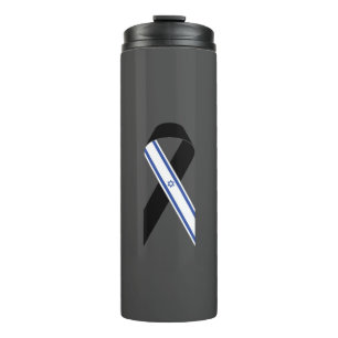 Israel-Flagge Schwarzes Band-Gedenkmal dunkelgrau Thermosbecher