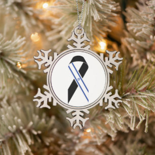 Israel Flagge Schwarzes Band Gedenkstätte Hanukkah Schneeflocken Zinn-Ornament