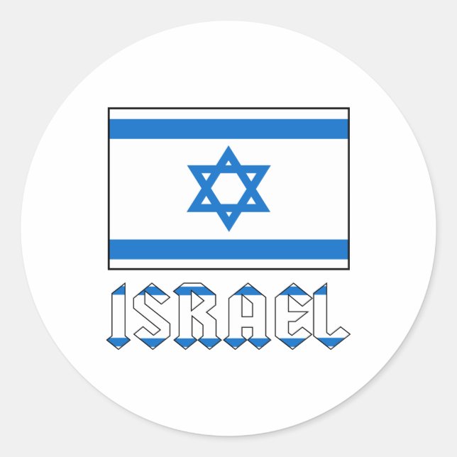 Israel Flagge und Wort ISRAEL Runder Aufkleber (Vorderseite)