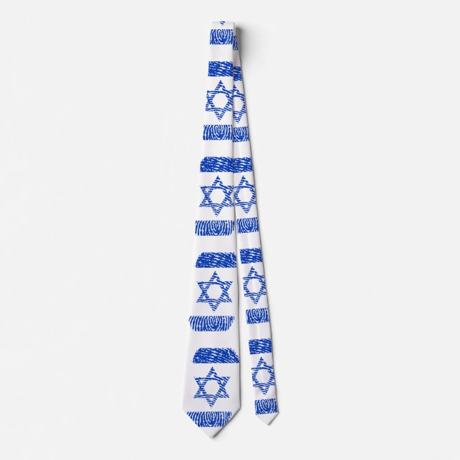 Israel-Flaggen-Fingerabdruck-Krawatte Krawatte (Vorderseite)