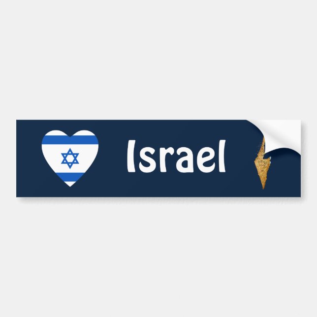 Israel-Flaggen-Herz + Karten-Autoaufkleber Autoaufkleber (Vorne)