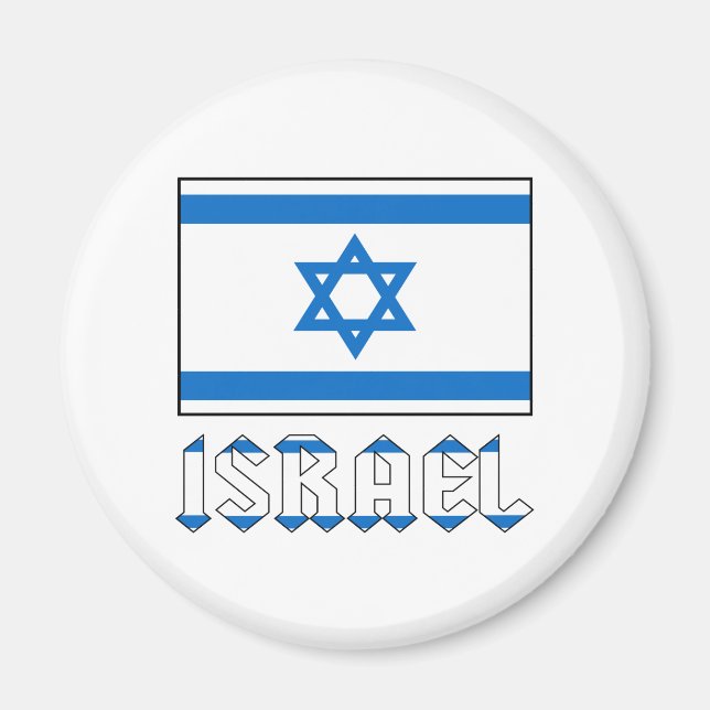 Israel Flaggen-Wort ISRAEL-Runde Magnet (Vorne)