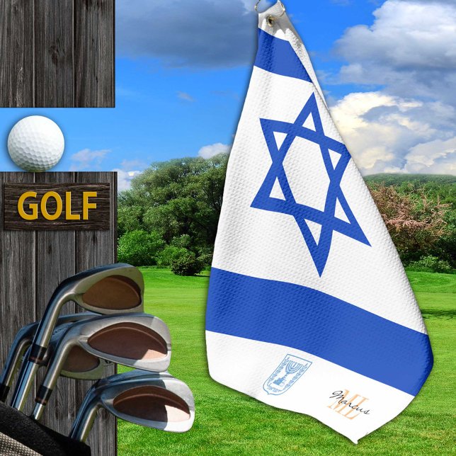 Israel Flaggenhandtuch, Israel mit Monogramm / Gol Golfhandtuch (Von Creator hochgeladen)
