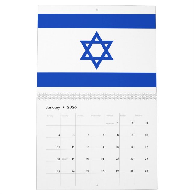 Israel flaggt moderne patriotische Moderne Kalender (Jan 2026)