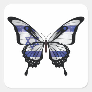 Israel Frack Butterfly Flag Quadratischer Aufkleber