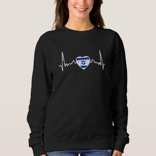 Israel Heartbeat Proud Israeli Flag Sweatshirt (Vorderseite)