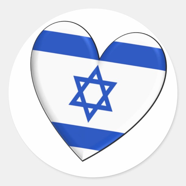 Israel-Herz-Flagge Runder Aufkleber (Vorderseite)