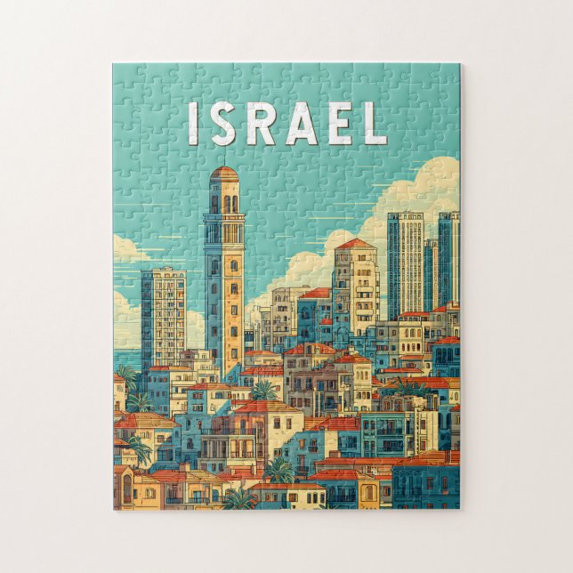 Israel Illustration Travel Art Vintage (Vertikal)