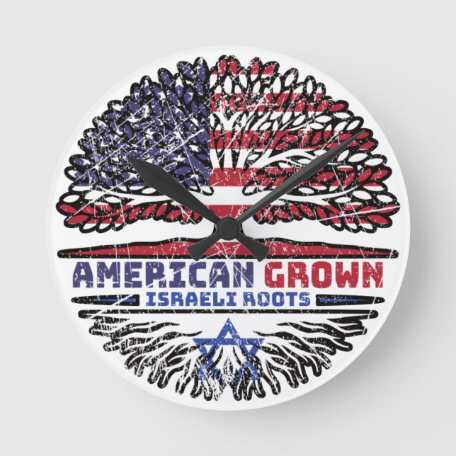 Israel Israel USA USA USA United Staaten Tree Runde Wanduhr (Vorderseite)